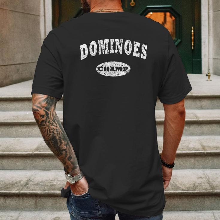 Vintage Dominoes Champ Mens Back Print T-shirt Gifts for Men