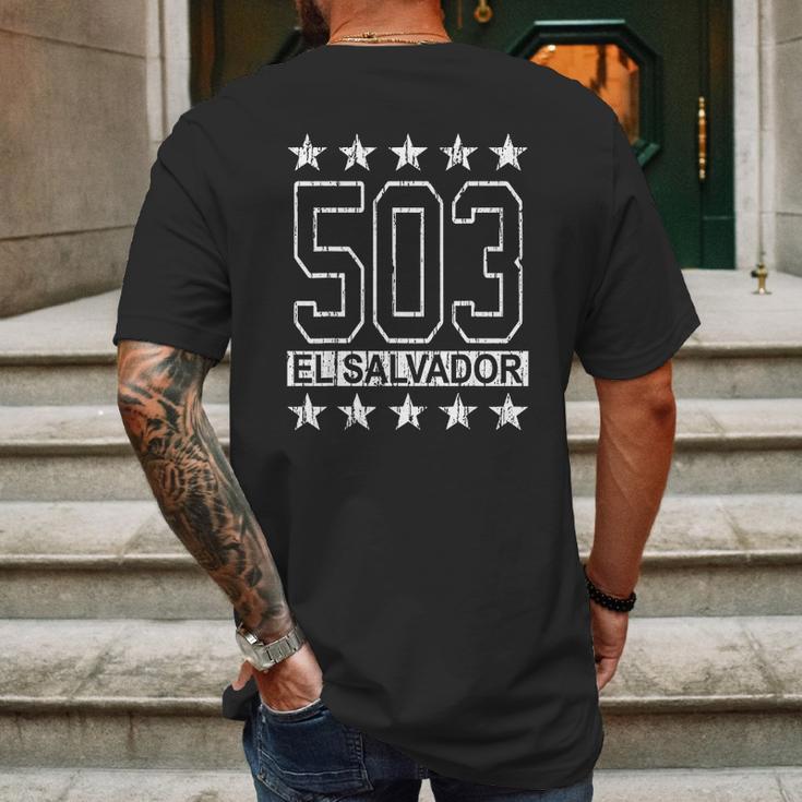 Vintage El Salvador Flag 503 Jersey Mens Back Print T-shirt Gifts for Men