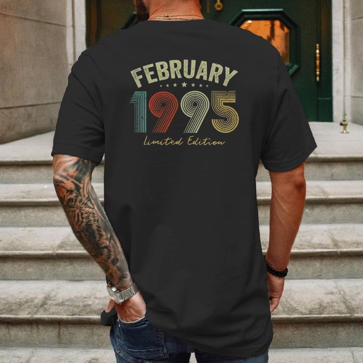 Vintage February 1995 26Th Birthday 26 Years Old Retro Gifts Mens Back Print T-shirt Gifts for Men