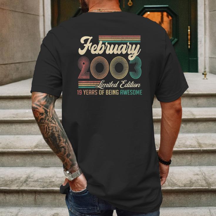 Vintage February 2003 Limited Edition 19 Years Old Birthday Mens Back Print T-shirt Gifts for Men