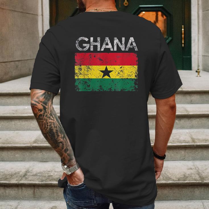 Vintage Ghana Ghanaian Flag Pride Mens Back Print T-shirt Gifts for Men