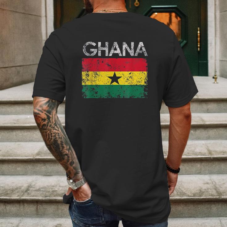 Vintage Ghana Ghanaian Flag Pride Gift Mens Back Print T-shirt Gifts for Men