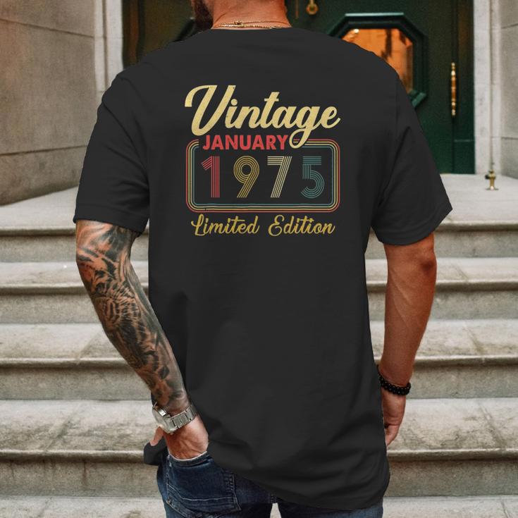 Vintage January 1975 Limited Edition 47 Years Old Birthday Mens Back Print T-shirt Gifts for Men