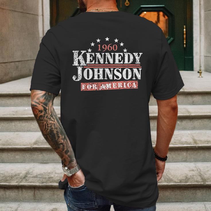 Vintage Kennedy Johnson 1960 Presidential Campaign Mens Back Print T-shirt Gifts for Men