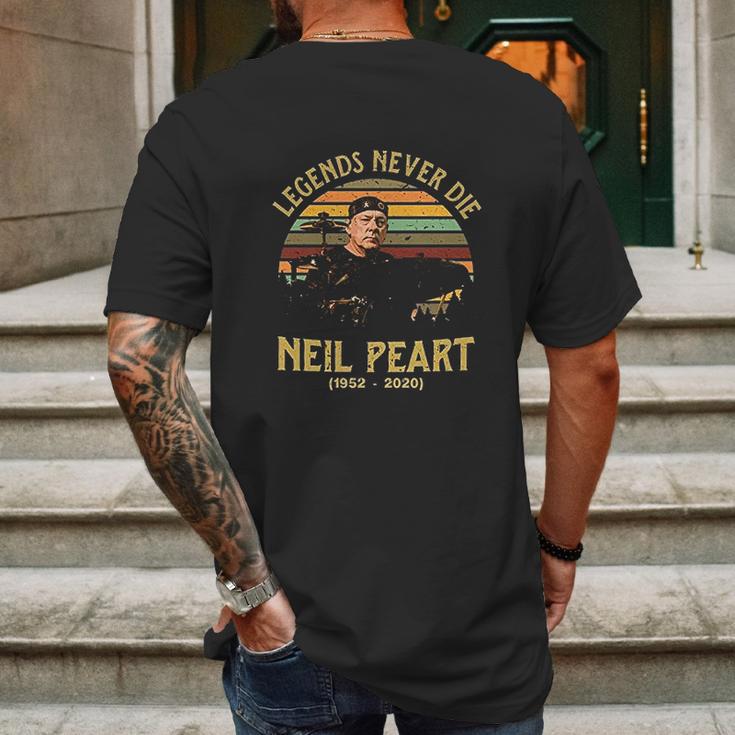 Vintage Neil Peart Legend Never Die Mens Back Print T-shirt Gifts for Men