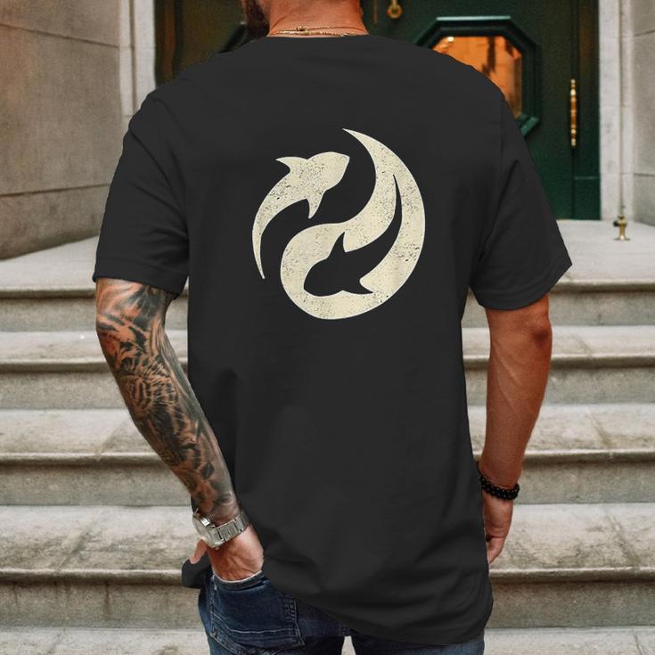 Vintage Ocean Conservation Yin Yang For Shark Lovers Mens Back Print T-shirt Gifts for Men