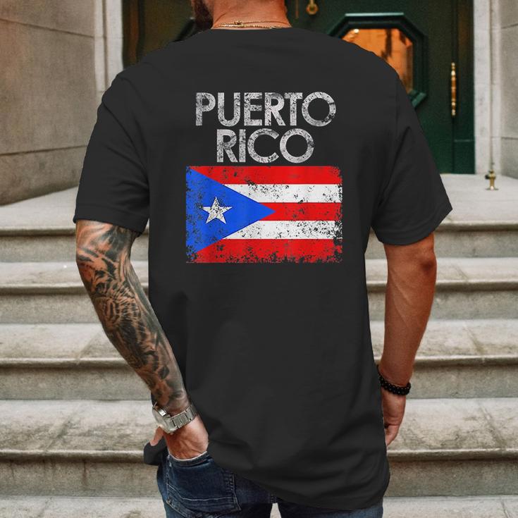 Vintage Puerto Rico Puerto Rican Flag Pride Gift Mens Back Print T-shirt Gifts for Men