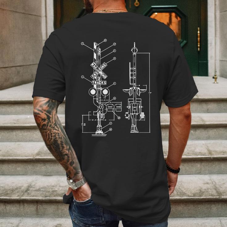 Vintage Railway Model10 Crossing Patent Drawing Model Train Mens Back Print T-shirt Gifts for Men