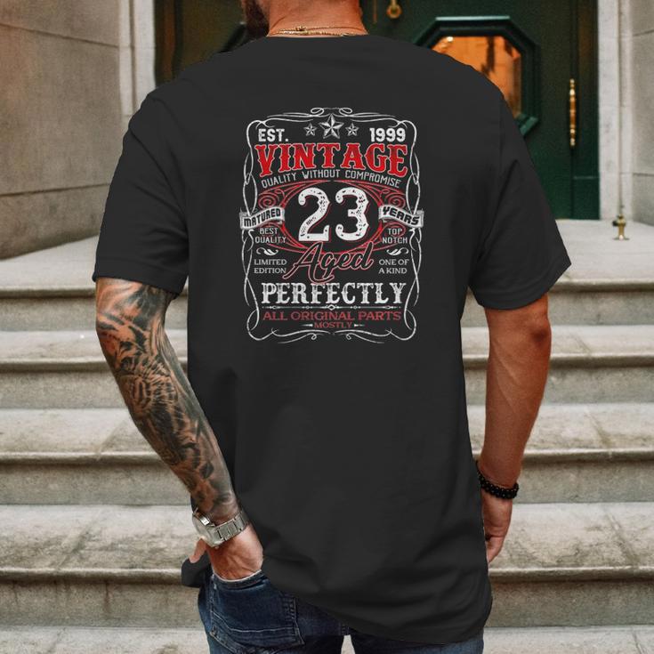 Vintage Retro Est 1999 23Rd Birthday 23 Years Old Gifts Mens Back Print T-shirt Gifts for Men