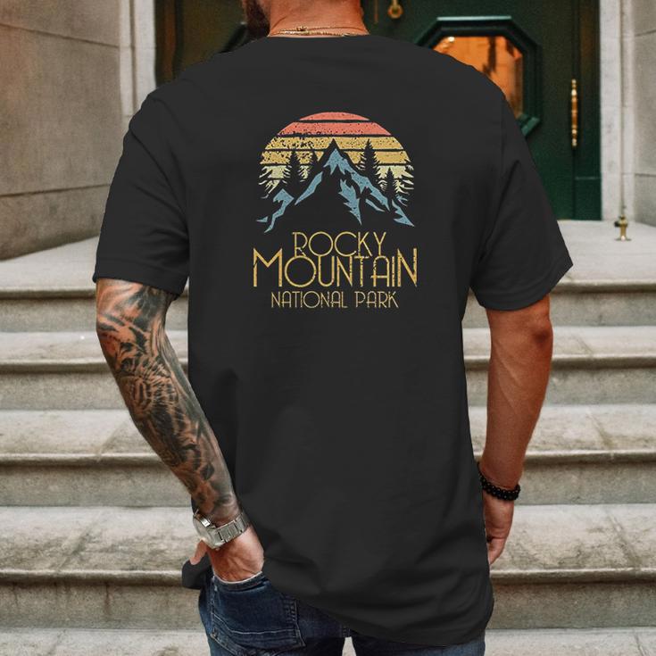 Vintage Rocky Mountains Mens Back Print T-shirt Gifts for Men