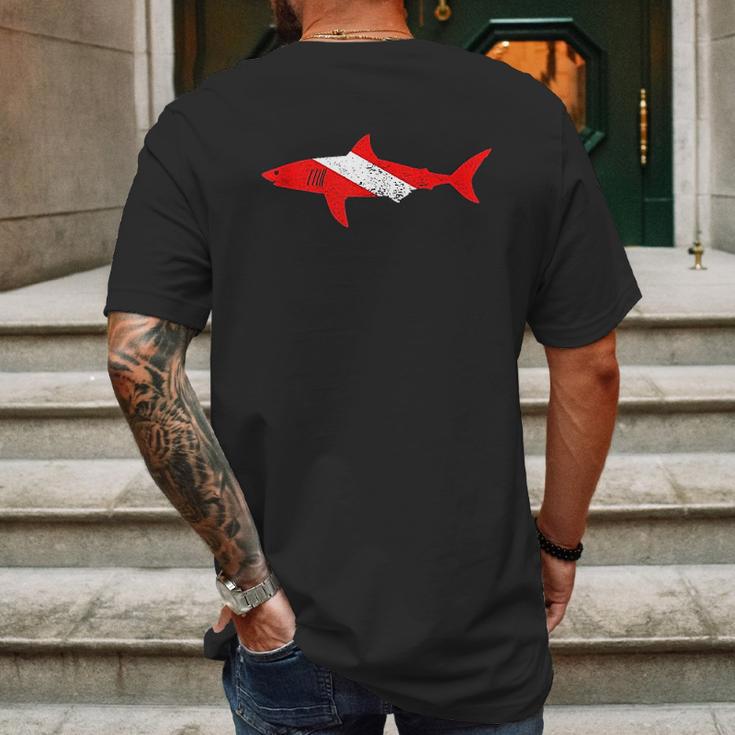 Vintage Shark Scuba Dive Diver Down Flag Emoji Mens Back Print T-shirt Gifts for Men