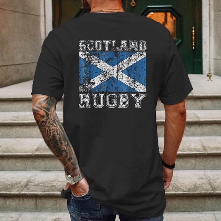 Vintage Style Saltire Scottish Flag Mens Back Print T-shirt Gifts for Men