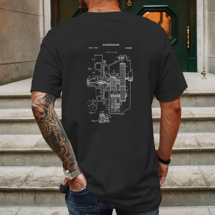 Vintage Supercharger Muscle Car Mens Back Print T-shirt Gifts for Men