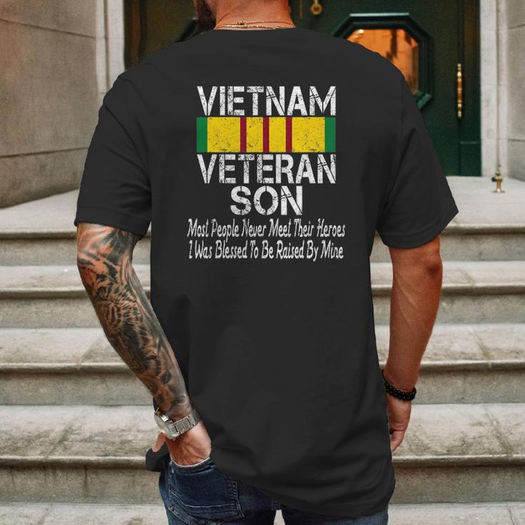 Vintage Us Military Family Vietnam Veteran Son Mens Back Print T-shirt Gifts for Men