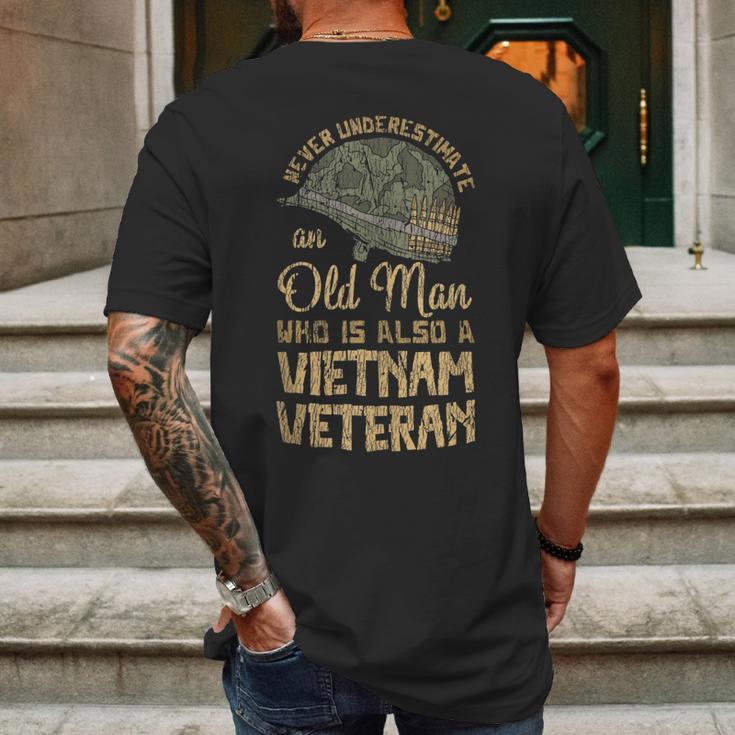 Vintage Veteran Grandpa Proud Army Vietnam Veteran Old Man Mens Back Print T-shirt Gifts for Men