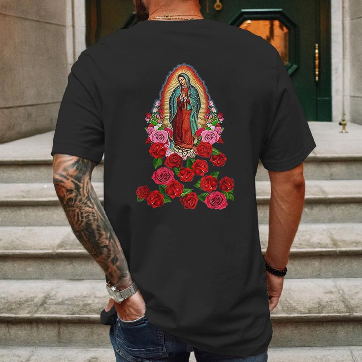 Virgin Mary Our Lady Of Guadalupe Catholic Saint Mens Back Print T-shirt Gifts for Men