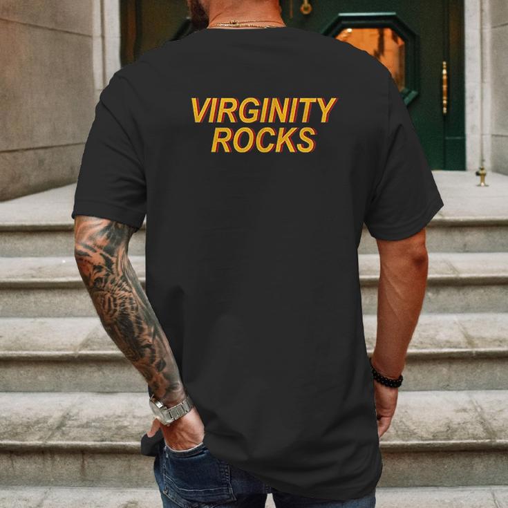 Virginity Rocks Basic Vintage Mens Back Print T-shirt Gifts for Men