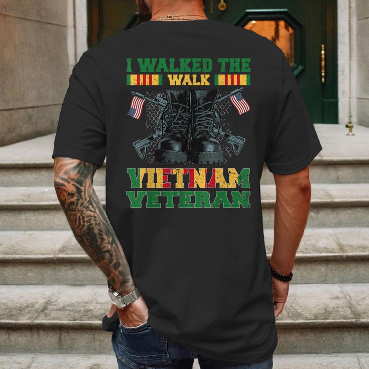 I Walked The Walk Vietnam Veteran American Flag Veterans Day Mens Back Print T-shirt Gifts for Men