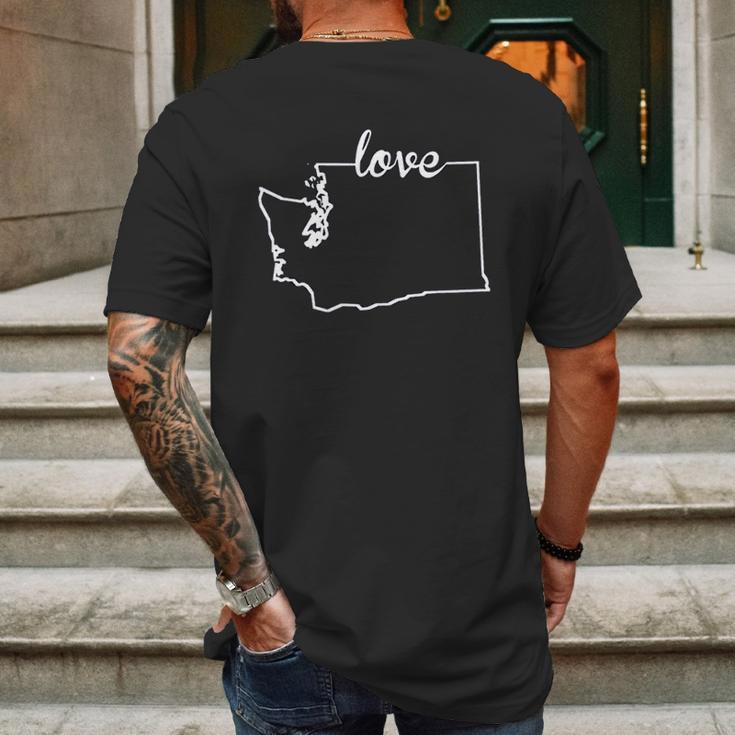 Washington State Home Love Mens Back Print T-shirt Gifts for Men