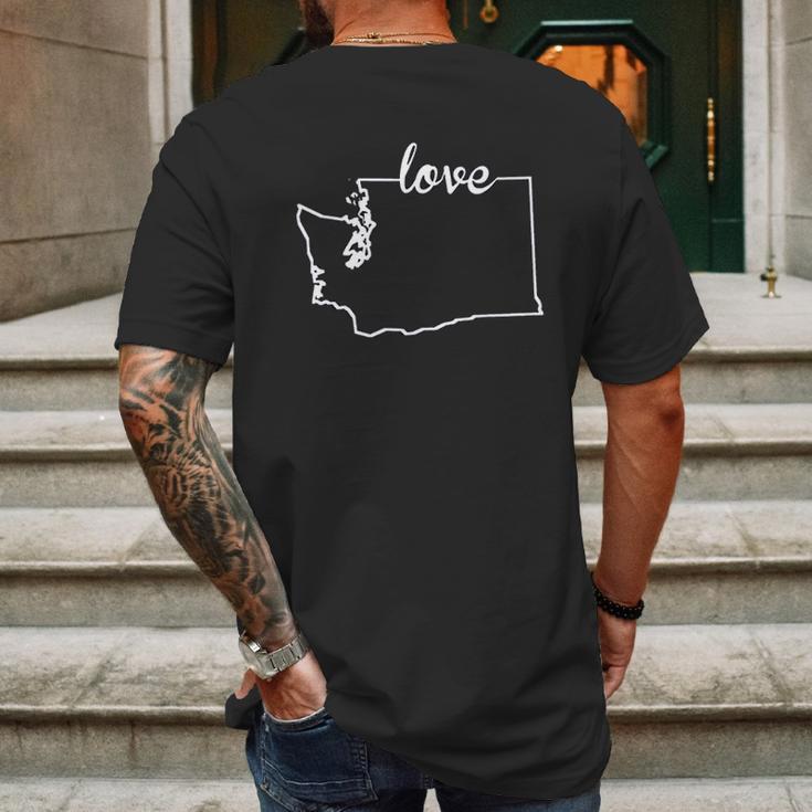 Washington State Home I Love Evergreen State Seattle Mens Back Print T-shirt Gifts for Men