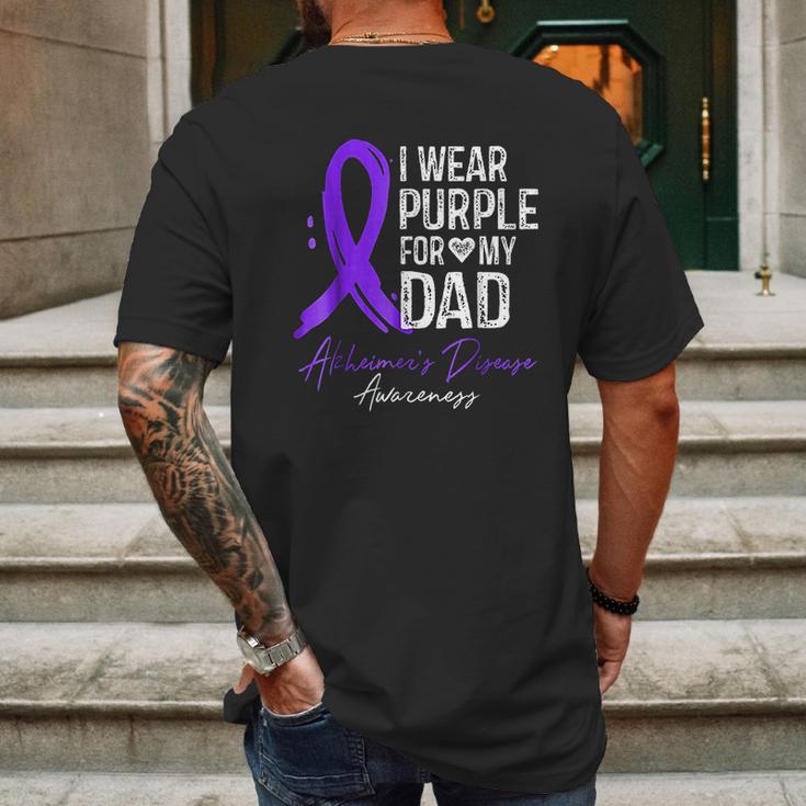 I Wear Purple For My Dad Alzheimer Disease Awareness Mens Back Print T-shirt Gifts for Men