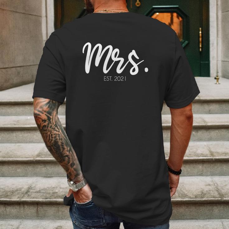 Wedding Matching Gifts Mrs Est 2021 Bridal Gift Bride Mens Back Print T-shirt Gifts for Men