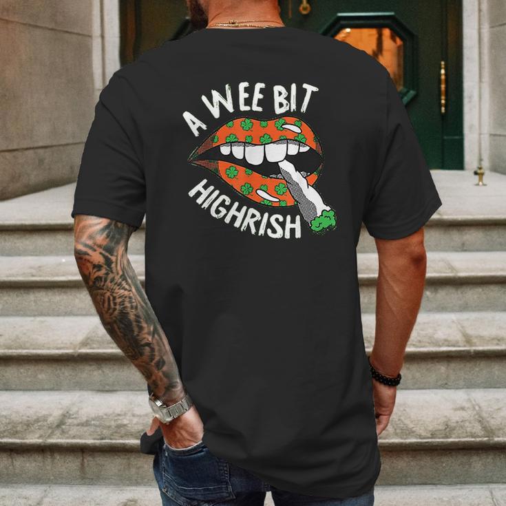 A Wee Bit Irish St Patricks Day Funny Thc Stoner Gifts Mens Back Print T-shirt Gifts for Men