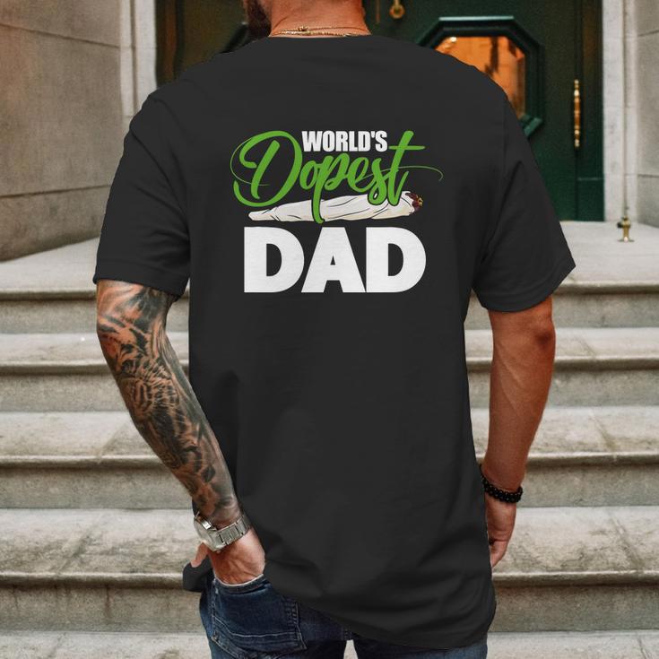 Weed Worlds Dopest Dad Funny Leaf Fashion Graphic Design Printed Casual Daily Basic Mens Back Print T-shirt Gifts for Men