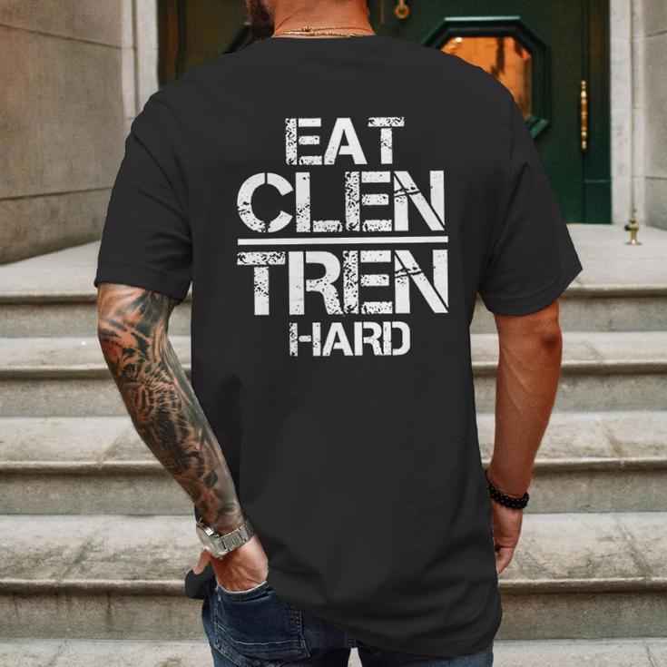 Weightlifting Eat Clen Tren Hard Mens Back Print T-shirt Gifts for Men