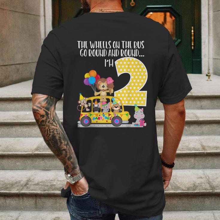 The Wheels On The Bus 2Nd Birthday 2 Yrs Old Family Matching Mens Back Print T-shirt Gifts for Men