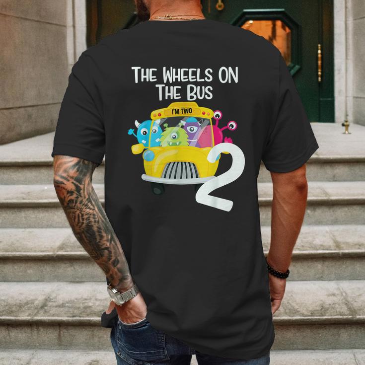 The Wheels On The Bus 2Nd Birthday Party 2 Year Old Toddler Mens Back Print T-shirt Gifts for Men