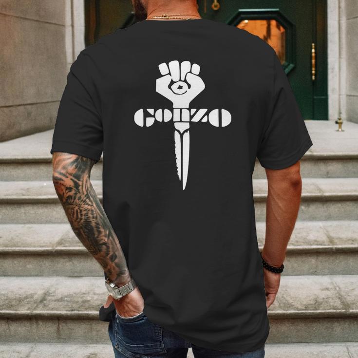 White Gonzo Fist Mens Back Print T-shirt Gifts for Men