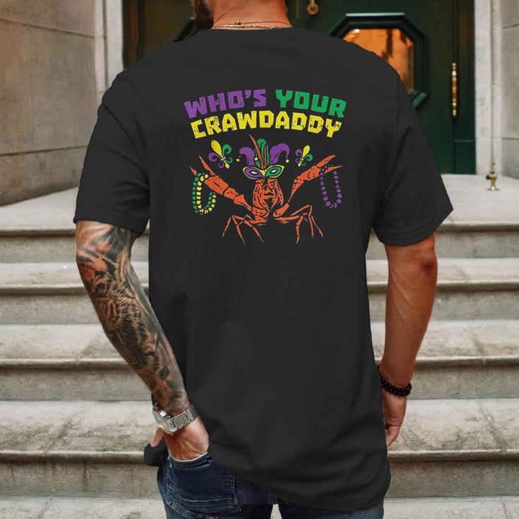 Whos Your Crawdaddy Crawfish Jester Beads Funny Mardi Gras Mens Back Print T-shirt Gifts for Men