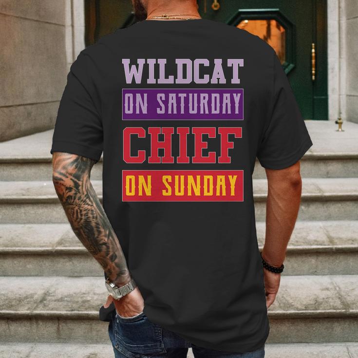 Wildcat On Saturday Chief On Sunday Mens Back Print T-shirt Gifts for Men