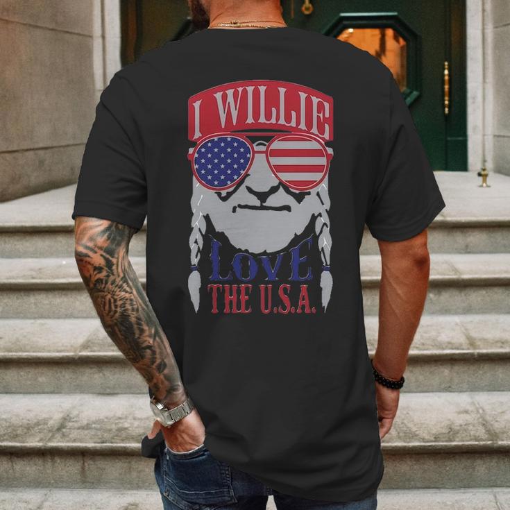 I Willie Love The Usa 4Th Of July Willie Nelson America Usa Independence Day Proud American Mens Back Print T-shirt Gifts for Men