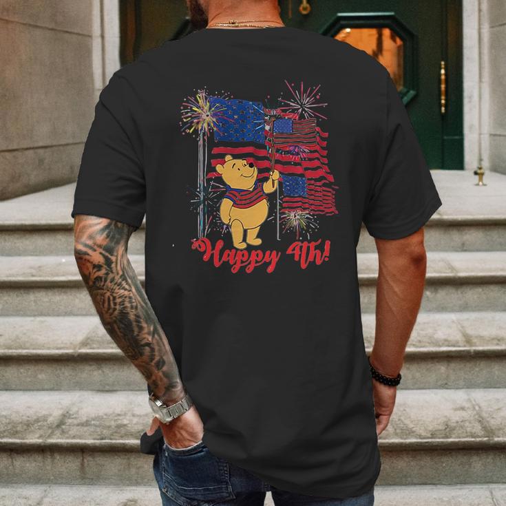 Winnie The Pooh Happy 4Th July American Flag Mens Back Print T-shirt Gifts for Men