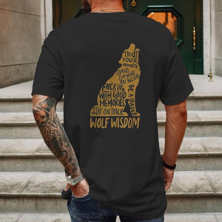 Wolf Wisdom Art Wolf Lovers Motivational Quote Mens Back Print T-shirt Gifts for Men