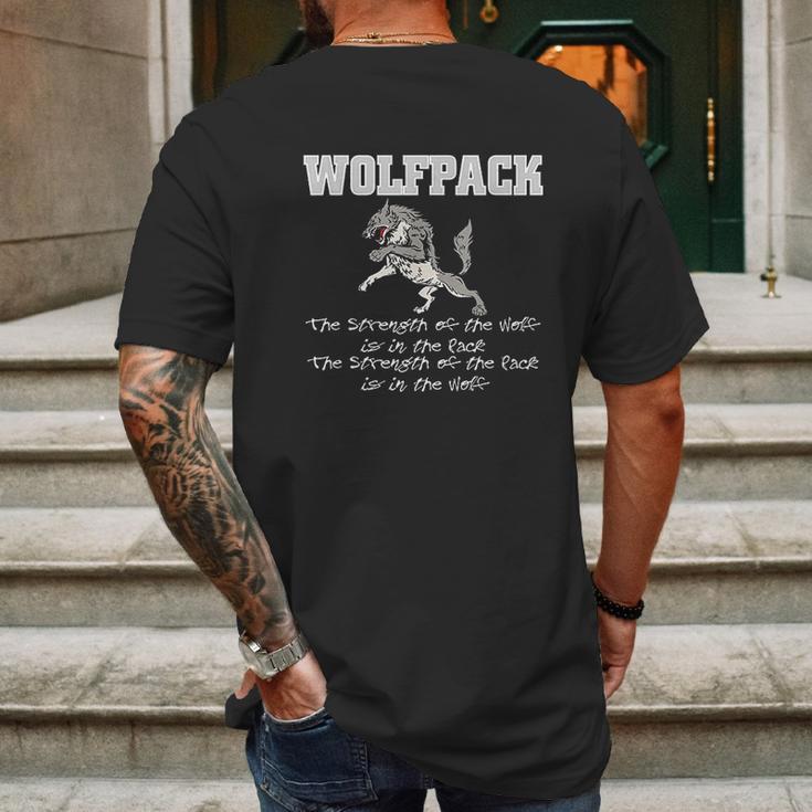 Wolfpack Strength Of Pack Mens Back Print T-shirt Gifts for Men