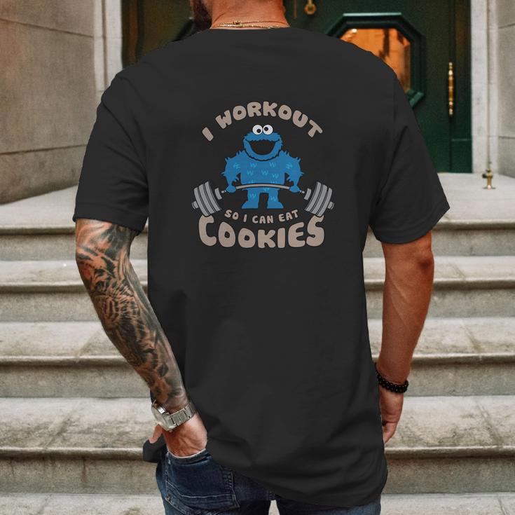 I Workout So I Can Eat Cookies Cookie Monster T-Shirt Mens Back Print T-shirt Gifts for Men