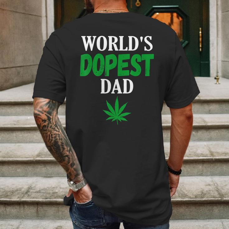 Worlds Dopest Dad Weed Marijuana Cannabis Funny Leaf T-Shirt Mens Back Print T-shirt Gifts for Men