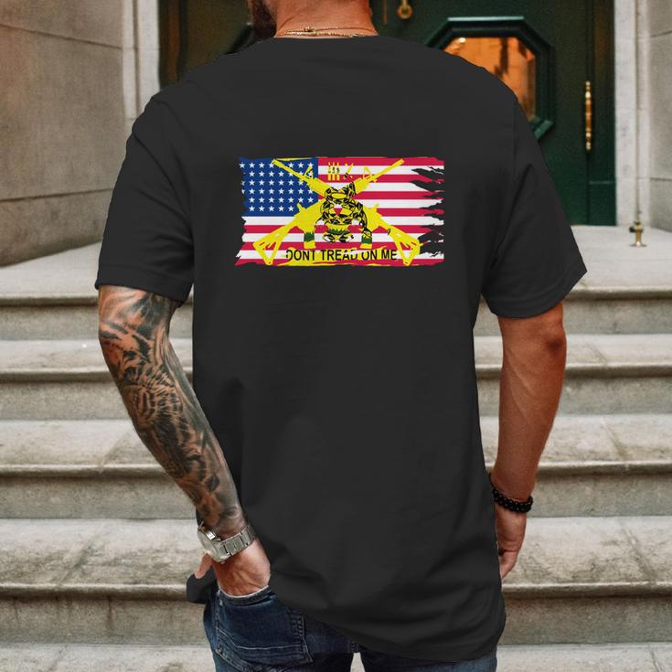 Mens Worn American Flag With Dont Tread On Me Ga Mens Back Print T-shirt Gifts for Men