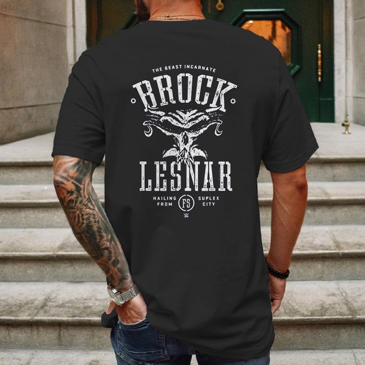 Wwe Brock Lesnar Stencil Type With Skull Mens Back Print T-shirt Gifts for Men