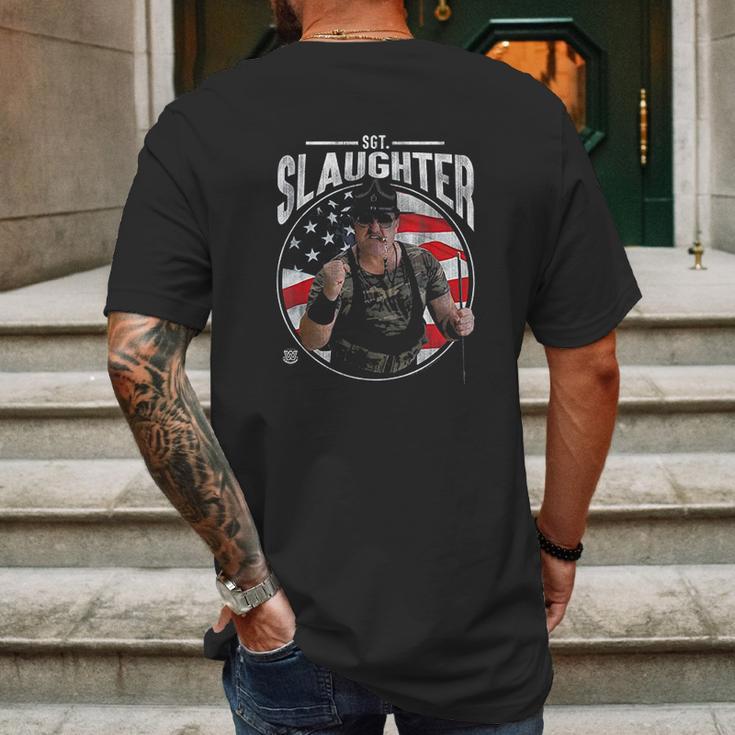 Wwe Sgt Slaughter With Flag Mens Back Print T-shirt Gifts for Men