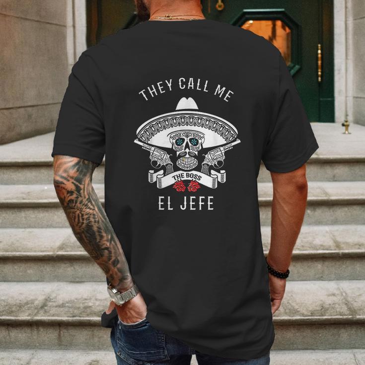 They Call Me El Jefe Boss Joke Cinco De Mayo Mens Back Print T-shirt Gifts for Men