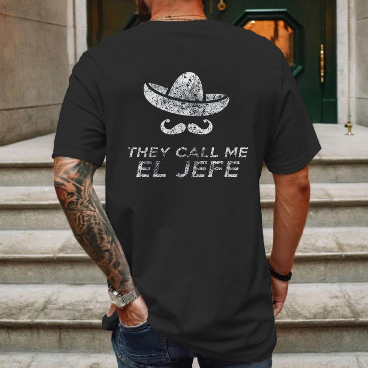 They Call Me El Jefe Frontside Mens Back Print T-shirt Gifts for Men