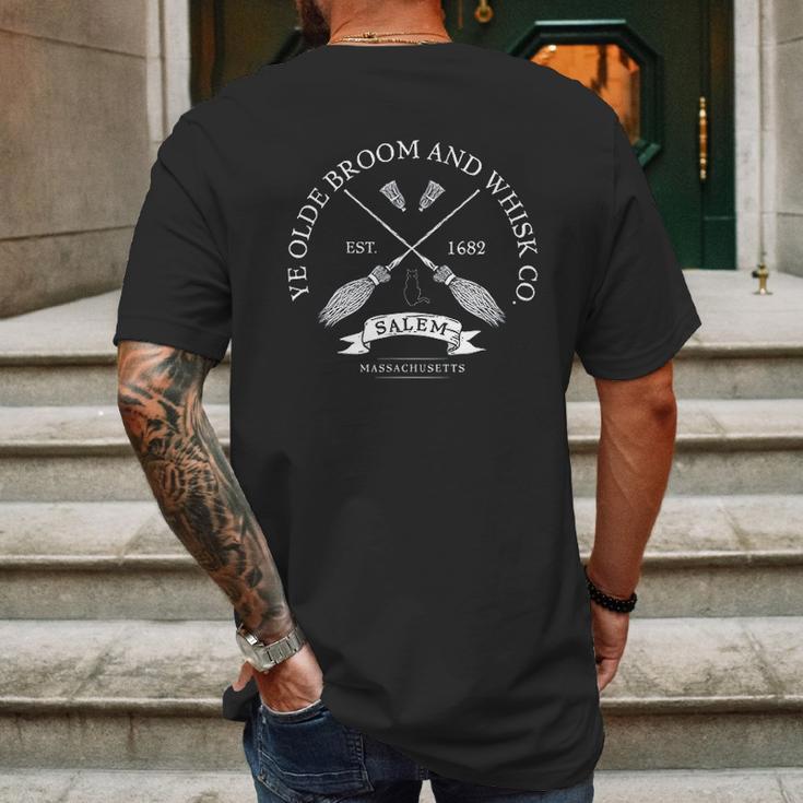 Ye Olde Broom Co Salem Mass Est 1682 Halloween Mens Back Print T-shirt Gifts for Men