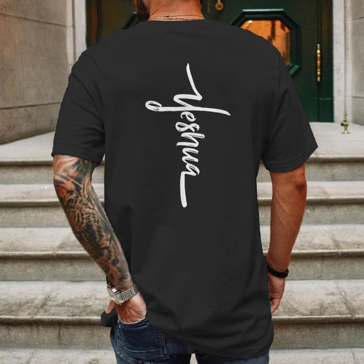 Yeshua Cross Mens Back Print T-shirt Gifts for Men