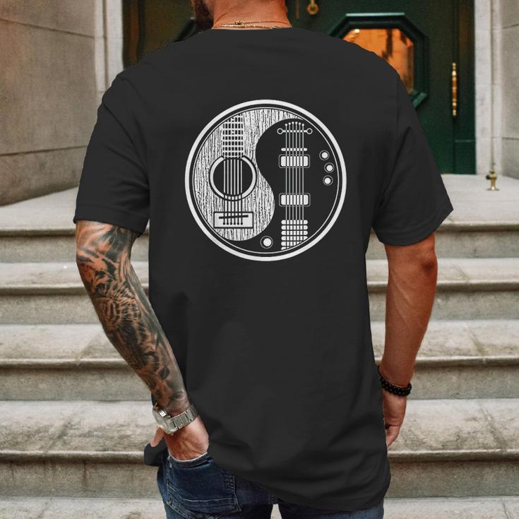 Ying Yang Acoustic Guitar Rock Star Gift Mens Back Print T-shirt Gifts for Men