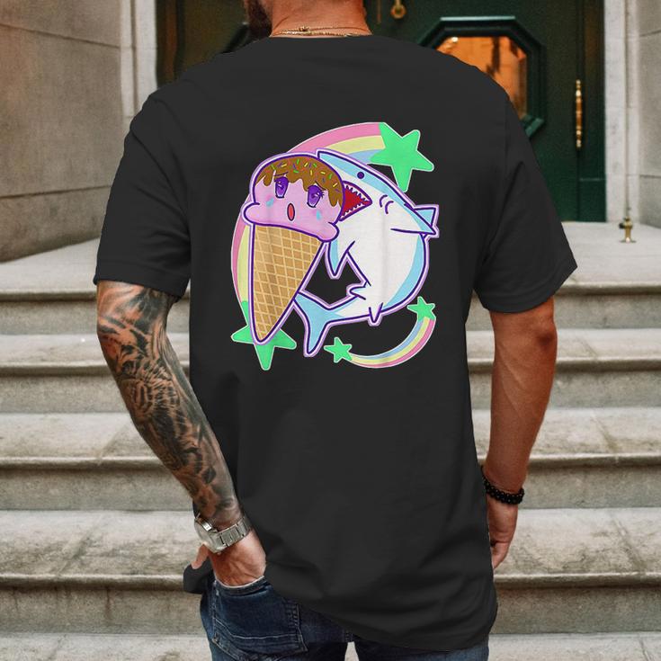 Yume Kawaii Pastel Goth Ice Cream And Shark Fairy Kei Mens Back Print T-shirt Gifts for Men