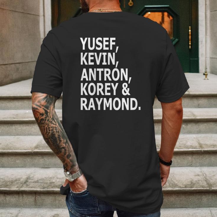 Yusef Kevin Antron Korey And Raymond Mens Back Print T-shirt Gifts for Men